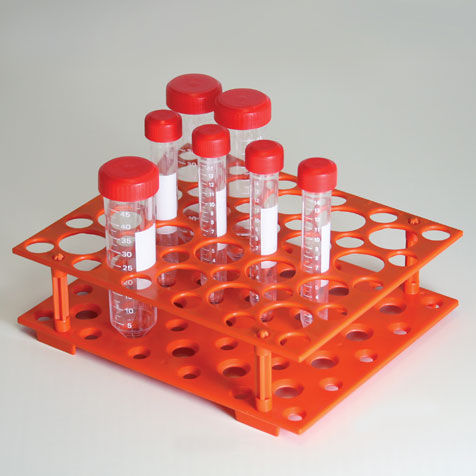Globe Scientific Rack, for 15mL and 50mL Centrifuge Tubes, ABS, Orange Image